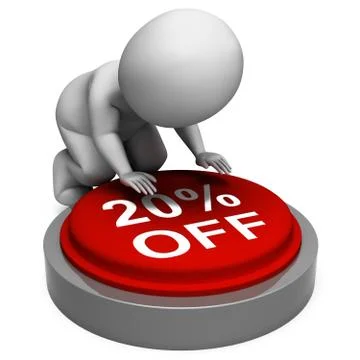 Twenty percent off button means 20 price markdown Stock Illustration