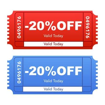Twenty Percent Discount Ticket. Vector illustration. Stock Illustration