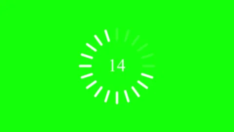 Twenty Second Countdown Timer with Circular Progress Bar on Bright Green Sc.. Stock Footage 343799676