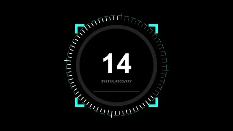 Twenty second digital countdown timer on black background Видео 345204333
