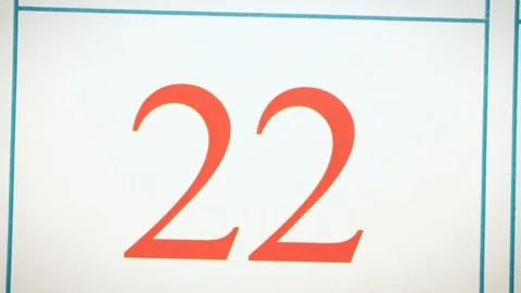 Twenty second number of the calendar, significant date Stock Footage 101486418