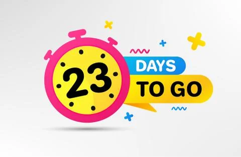 Twenty three days left icon. 23 days to go. Vector Stock Illustration