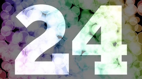Twenty three to twenty four years birthday fade in/out animation with bokeh Stockbeeldmateriaal 108532500