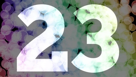 Twenty two to twenty three years birthday fade in/out animation with color bokeh Stock Footage 108532458