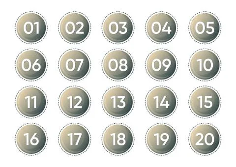 Twenty vector numbers icons isolated on white Stock Illustration