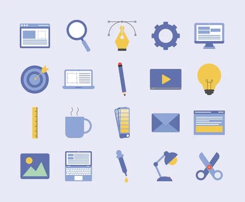 Twenty web design items Stock Illustration