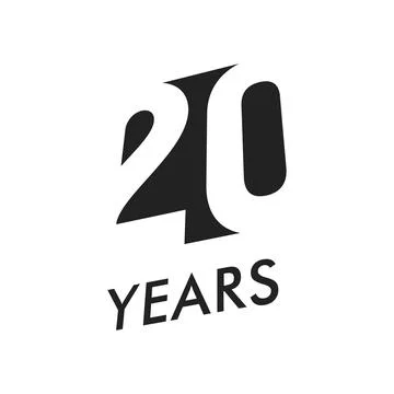 Twenty years vector emblem template. Anniversary symbol, negative space design Stock Illustration