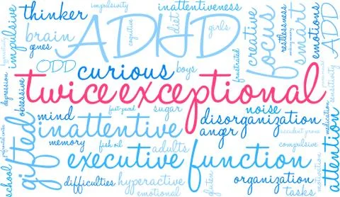 Twice Exceptional Word Cloud Stock Illustration