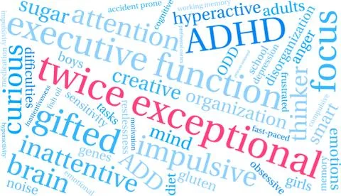 Twice Exceptional Word Cloud Stock Illustration