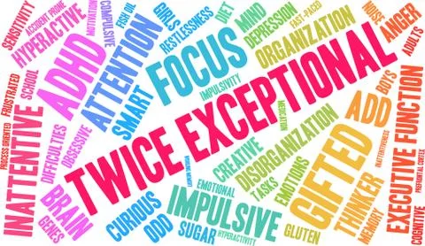 Twice Exceptional Word Cloud Stock Illustration