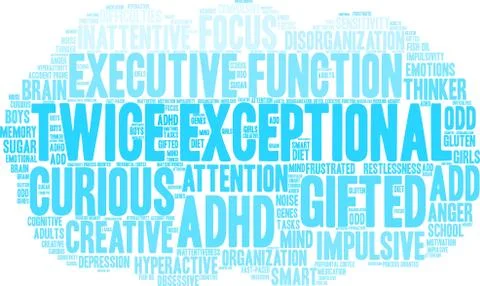 Twice Exceptional Word Cloud Stock Illustration