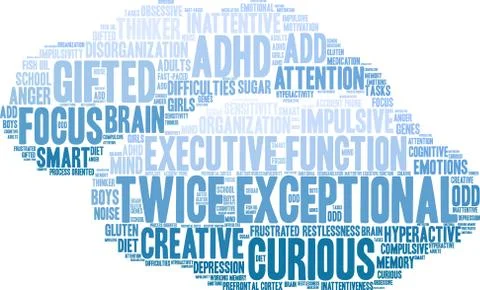 Twice Exceptional Word Cloud 스톡 일러스트