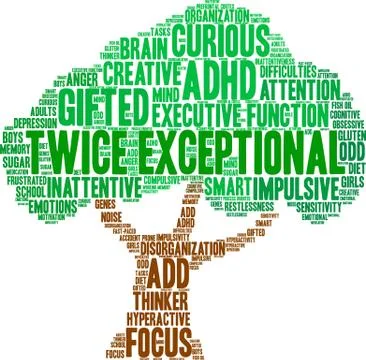 Twice Exceptional Word Cloud 스톡 일러스트