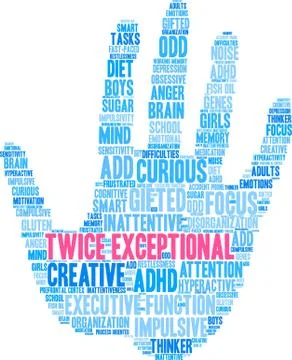 Twice Exceptional Word Cloud Stock Illustration