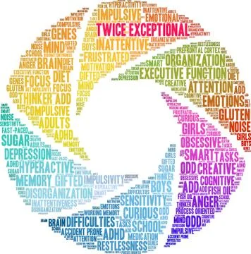 Twice Exceptional Word Cloud 스톡 일러스트