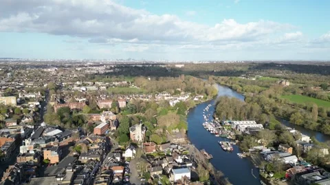 Twickenham, St Margaret, Witton, Eel Pie Island, 28th Mar 2026, 3pm, London Stock Footage 331667738