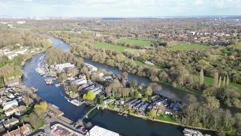 Twickenham, St Margaret, Witton, Eel Pie Island, 28th Mar 2026, 3pm, London Stock Footage 331667768