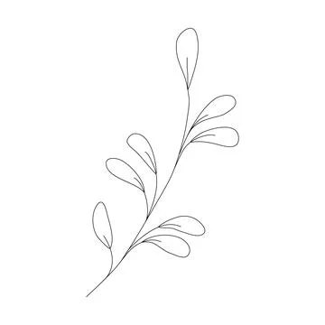 Twig with leaves graphic element. Doodle minimalist style black icon. Hand drawn Stock Illustration