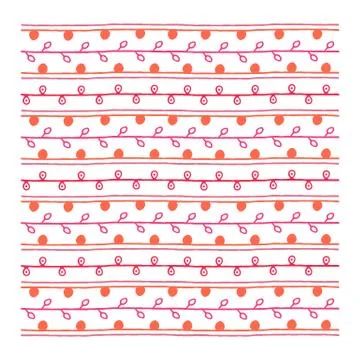 Twig ornament, red vector endless pattern 스톡 일러스트