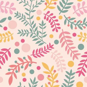 Twigs and dots seamless pattern Stock Illustration