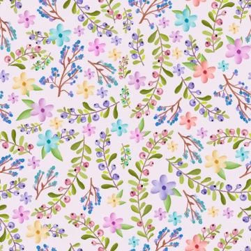 Twigs and floral pattern Stock Illustration