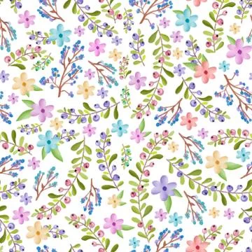 Twigs and floral pattern Stock Illustration