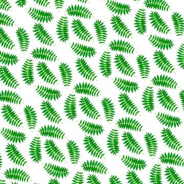 Twigs with green leaves seamless pattern on a white background. Stock Illustration
