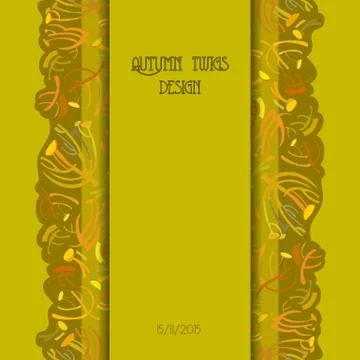 Twigs pattern. Autumn background with vertical strip design. Text place. Stock Illustration