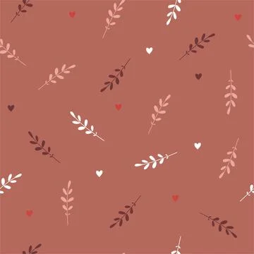 Twigs seamless pattern, lovely romantic background, great for Valentine's Day Illustrazione stock