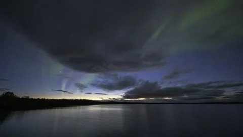 Twilight and cloudy Aurora Borealis Stock Footage 250285964