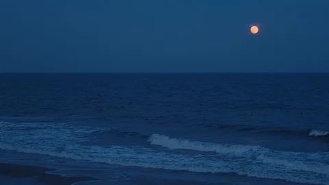 Twilight Beach Moonrise 2 Stock Footage 108762289
