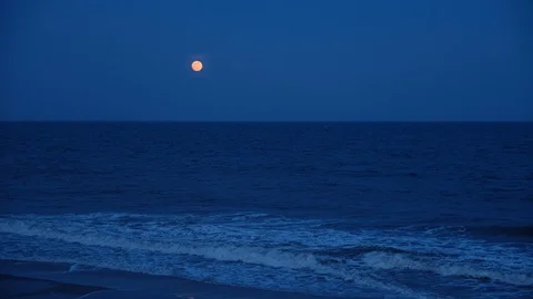 Twilight Beach Moonrise1 Stock Footage 108762214
