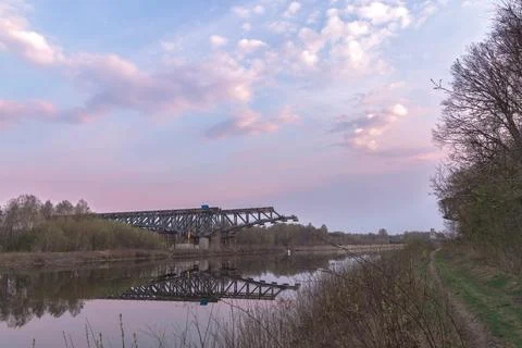 Twilight Bridge Reflection Stock Photos