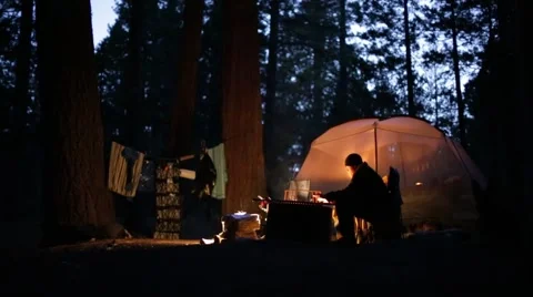 Twilight campfire Stock Footage 50797014