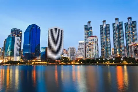 Twilight cityscape Stock Photos