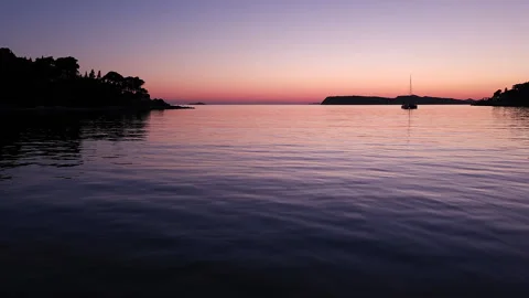 Twilight coastline view at Uvala Lapad Beach , Dubrovnik, Croatia, 4k Video stock 276366184