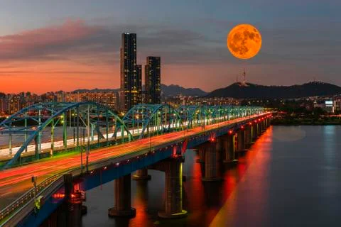 Twilight at Dongjak Bridge Stock Photos