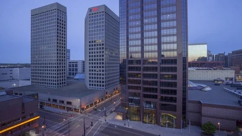 Twilight in Downtown St. Paul Stock Footage 81145916