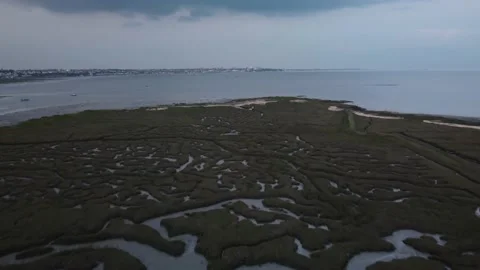 Twilight drone footage of Canvey Island, 4K UHD Stock Footage 169484953