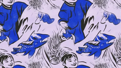 Twilight Fish Glide – Diagonal Motion Video stock 306520478