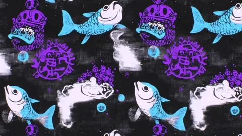 Twilight Fish Journey – Diagonal Motion Video stock 306521319
