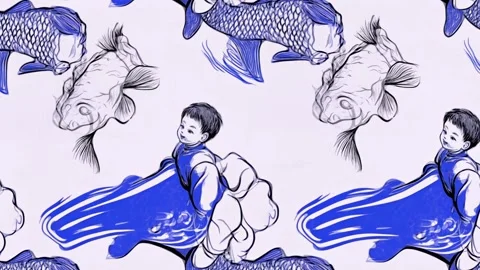 Twilight Fish Path – Diagonal Motion Video stock 306519950