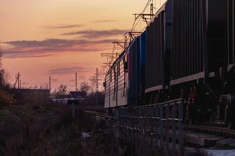 Twilight Freight Train Stock Photos