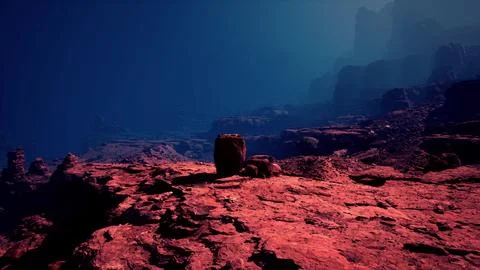 Twilight Glow on Red Canyon Cliffs Stock Illustration