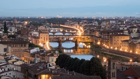 Twilight hyperlapse of Florence old town Stock Footage 119452491