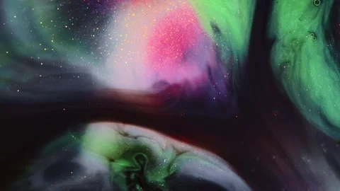 Twilight Ink Clouds With Neon Streaks and Spark Dust Stock Footage 346605496