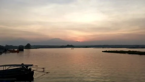 Twilight on the lake Stockbeeldmateriaal 240498560