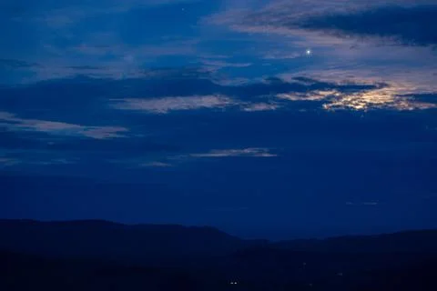 Twilight Landscape with Celestial Object Stock Photos