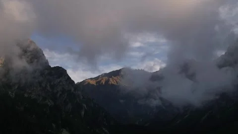 Twilight Mist Over Mountain Majesty Stock Footage 256180403