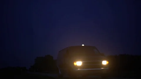 Twilight Moon Drive By Stock Footage 71597900